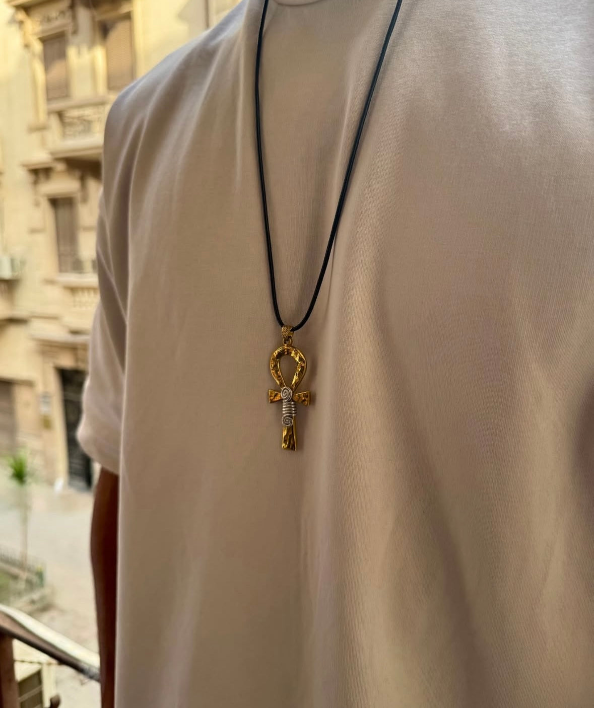 Ankh leather necklace